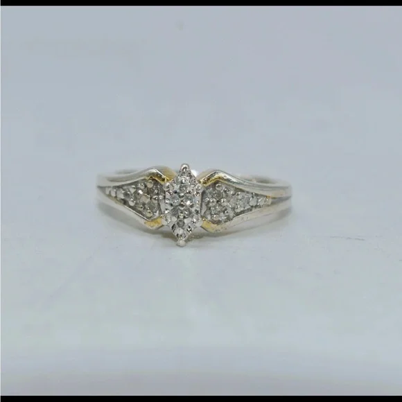 14k Gold - Silver Fill- Engagement Promise Ring - 1/10 CT White Diamond - Size 7 - Picture 3 of 15